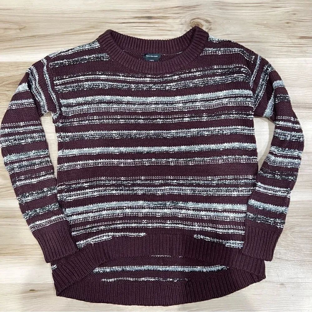 Calvin Klein Jeans Maroon and White Soft Crewneck Sweatshirt Women’s Small